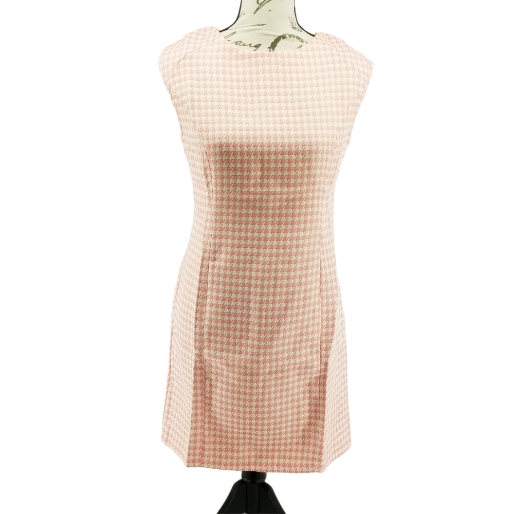 Lucy Paris Pink Sleeveless Houndstooth Dress